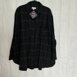 Ava & Viv Black Checkered Men's Shirt Jacket